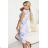 379-7 BOYKA Fitted midi dress with wrap neckline - blue beige flowers