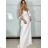 Women's Elegant Party Long Sleeveless Dress (S/M ONE SIZE) ITALIAN FASHION IMM26XF-A333-S/DU L / XL white