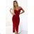 564-8 CALLIE Off-the-shoulder midi dress with a neckline - burgundy XS/S/M wine