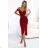 564-8 CALLIE Off-the-shoulder midi dress with a neckline - burgundy XS/S/M wine