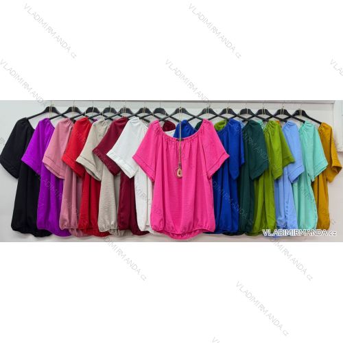 Summer dress oval short sleeve women's oversized (50/52/54 ONE SIZE) ITALIAN FASHION IM425011