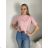 Women's Oversized Knitted Long Sleeve Sweater (S/M ONE SIZE) ITALIAN FASHION IMSN2416125 S / M / L růžová světlá