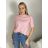 Women's Oversized Knitted Long Sleeve Sweater (S/M ONE SIZE) ITALIAN FASHION IMSN2416125 S / M / L růžová světlá