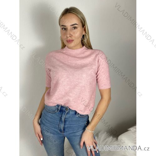 Women's Oversized Knitted Long Sleeve Sweater (S/M ONE SIZE) ITALIAN FASHION IMSN2416125 S / M / L růžová světlá