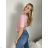 Women's Oversized Knitted Long Sleeve Sweater (S/M ONE SIZE) ITALIAN FASHION IMSN2416125 S / M / L růžová světlá