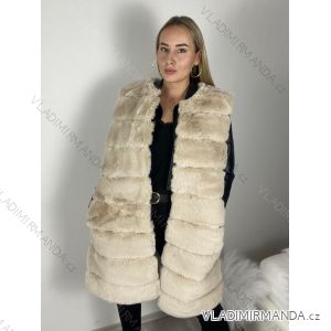 Vesta kožíšek dlouhá dámská 9 pruhu  (S/M, L/XL) ITALSKÁ MÓDA ORC20ML-2078-3