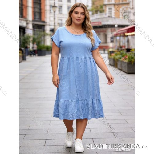 Summer dress oval short sleeve women's oversized (50/52/54 ONE SIZE) ITALIAN FASHION IM425011