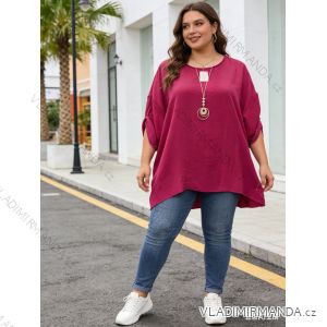 Summer dress oval short sleeve women's oversized (50/52/54 ONE SIZE) ITALIAN FASHION IM425011