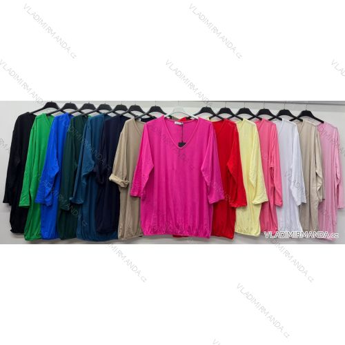 Summer dress oval short sleeve women's oversized (50/52/54 ONE SIZE) ITALIAN FASHION IM425011