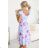 425-14 MATILDE Flared midi dress with wrap neckline and short sleeve - blue with pink flowers