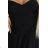 646-4 Long evening dress with straps and leg slit - black