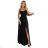 646-4 Long evening dress with straps and leg slit - black