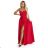646-3 Long evening dress with straps and leg slit - red