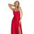 646-3 Long evening dress with straps and leg slit - red