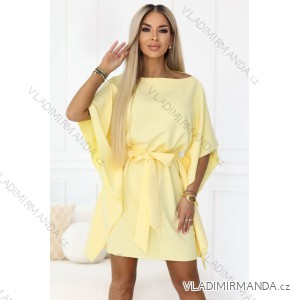 287-41 SOFIA Butterfly dress with waist tie - pastel lemon