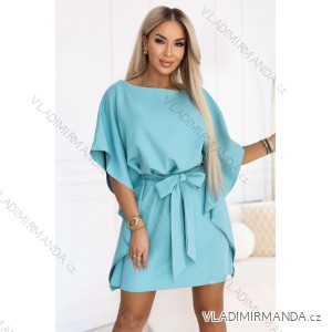 287-40 SOFIA Butterfly Dress with Waist Tie - Pastel Turquoise