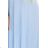 635-6 MELANIA Long Shimmering Dress with Neckline and Short Sleeve - Sky Blue
