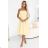 641-3 VIVIENNE Corset Flared Midi Dress with Belt - Pastel Yellow