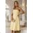 641-3 VIVIENNE Corset Flared Midi Dress with Belt - Pastel Yellow