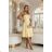 641-3 VIVIENNE Corset Flared Midi Dress with Belt - Pastel Yellow