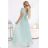 635-8 MELANIA Long Shimmering Dress with Neckline and Short Sleeve - Pistachio