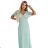 635-8 MELANIA Long Shimmering Dress with Neckline and Short Sleeve - Pistachio