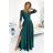 309-5 AMBER elegant lace long dress with a neckline - green