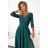 309-5 AMBER elegant lace long dress with a neckline - green