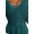 309-5 AMBER elegant lace long dress with a neckline - green