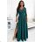 309-5 AMBER elegant lace long dress with a neckline - green