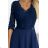 309-6 AMBER elegant lace long dress with a neckline - navy blue