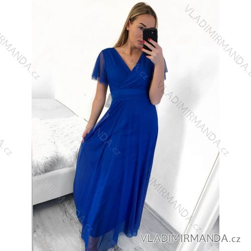 Women's Long Chiffon Short Sleeve Dress (S/M ONE SIZE) ITALIAN FASHION IMWGM23456