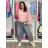 Summer dress oval short sleeve women's oversized (50/52/54 ONE SIZE) ITALIAN FASHION IM425011