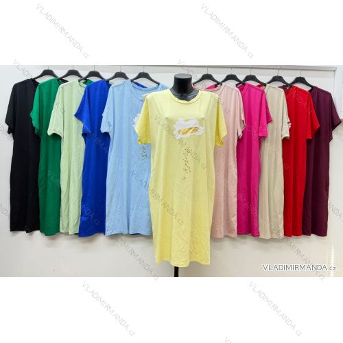 Summer dress oval short sleeve women's oversized (50/52/54 ONE SIZE) ITALIAN FASHION IM425011