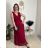 Women's Long Chiffon Short Sleeve Dress (S/M ONE SIZE) ITALIAN FASHION IMWGS231048 dark red S / M / L
