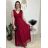 Women's Long Chiffon Short Sleeve Dress (S/M ONE SIZE) ITALIAN FASHION IMWGS231048 dark red S / M / L