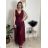 Women's Long Chiffon Short Sleeve Dress (S/M ONE SIZE) ITALIAN FASHION IMWGS231048 dark red S / M / L