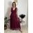 Women's Long Chiffon Short Sleeve Dress (S/M ONE SIZE) ITALIAN FASHION IMWGS231048 dark red S / M / L