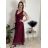 Women's Long Chiffon Short Sleeve Dress (S/M ONE SIZE) ITALIAN FASHION IMWGS231048 dark red S / M / L