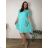 Summer dress oval short sleeve women's oversized (50/52/54 ONE SIZE) ITALIAN FASHION IM425011 54/56/58 Light blue
