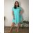 Summer dress oval short sleeve women's oversized (50/52/54 ONE SIZE) ITALIAN FASHION IM425011 54/56/58 Light blue