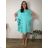 Summer dress oval short sleeve women's oversized (50/52/54 ONE SIZE) ITALIAN FASHION IM425011 54/56/58 Light blue