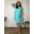 Summer dress oval short sleeve women's oversized (50/52/54 ONE SIZE) ITALIAN FASHION IM425011 54/56/58 Light blue