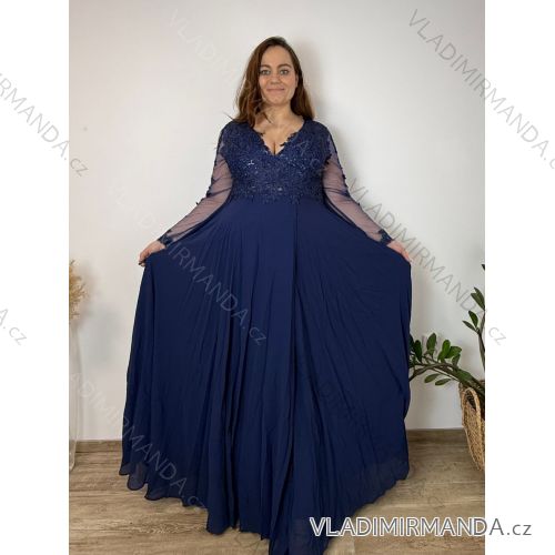 Elegant formal dress, elegant women's (S/M ONE SIZE) ITALIAN FASHION FMPCH269417/DUR 6XL dark blue