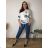 Women's Long Sleeve Knitted Sweater (S/M ONE SIZE) ITALIAN FASHION IMWDT23005 50/52/54 white