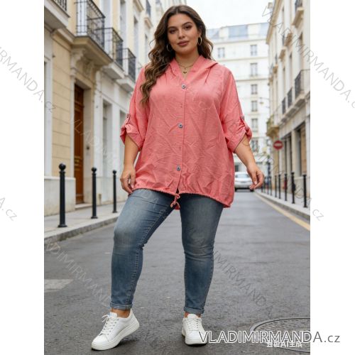 Women's 3/4 long sleeve button-down shirt, oversized (54/56/58 ONE SIZE) ITALIAN FASHION IM426085