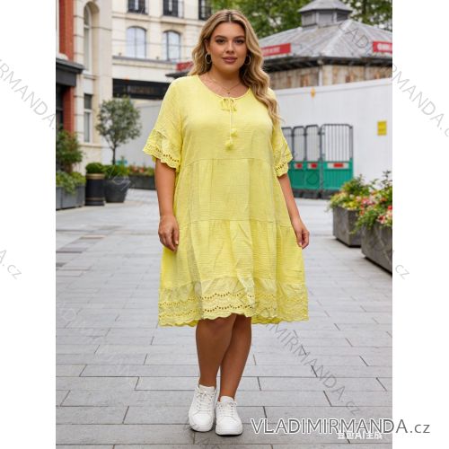 Summer dress oval short sleeve women's oversized (50/52/54 ONE SIZE) ITALIAN FASHION IM425011