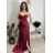 Women's Long Chiffon Short Sleeve Dress (S/M ONE SIZE) ITALIAN FASHION FMPCH26M-5050/DUR S wine