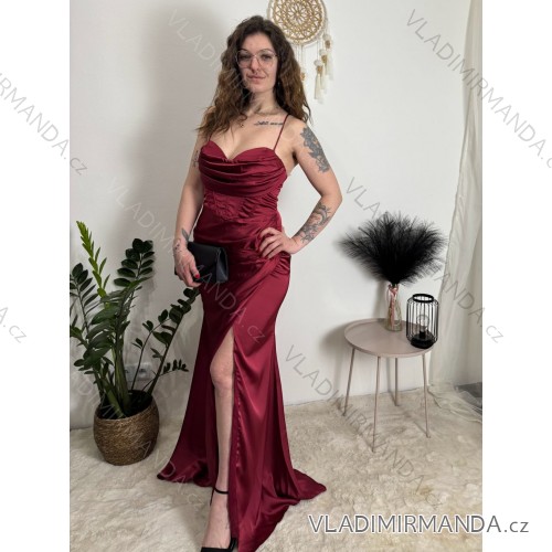 Women's Long Chiffon Short Sleeve Dress (S/M ONE SIZE) ITALIAN FASHION FMPCH26M-5050/DUR S wine