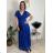 Women's Long Chiffon Short Sleeve Dress (S/M ONE SIZE) ITALIAN FASHION IMWGS231048 Royal blue XS/S/M